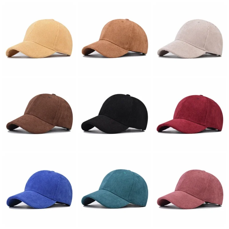 Nowa sztruksowa czapka bejsbolówka damska męska bawełniana jednokolorowa czapka przeciwsłoneczna sportowa czapka typu snapback wiosenna jesienna ciepła modna hip-hopowa czapka wędkarska