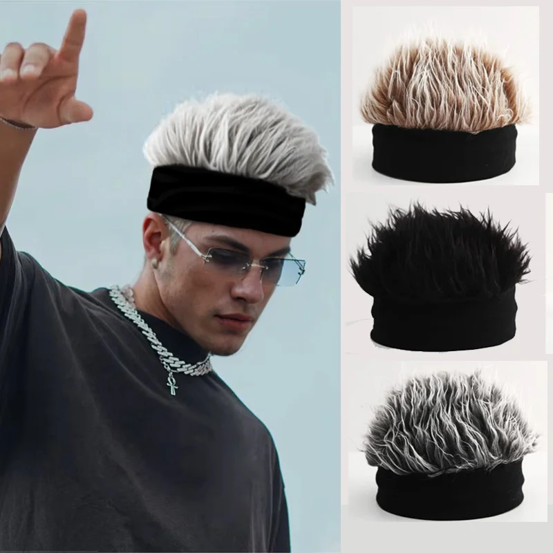 Nowatorska czapka peruka z włosów syntetycznych, wytrzymała dziergana czapka typu skull cap z sztucznymi włosami na imprezy, cosplay, w stylu koreańskim, oddychająca, modna czapka-tupecik Nowatorska czapka peruka z włosów syntetycznych, wytrzymała dziergana czapka typu skull cap z sztucznymi włosami na imprezy, cosplay, w stylu koreańskim, oddychająca, modna czapka-tupecik