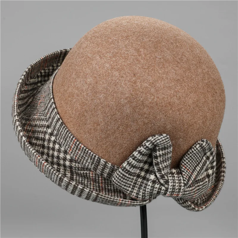 Nowy stylowy i elegancki polar Fedora damskie jesień anglia kręcone łuk kapelusz dla 2022 zarówno piękne i składany kościół cylinder