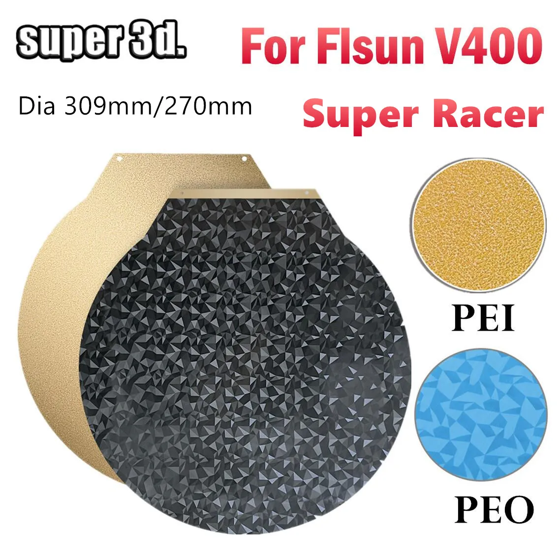Okrągła płyta PEO do Flsun V400 SR, dwustronna magnetyczna stalowa płyta PEO, płyta robocza do drukarki 3D do…