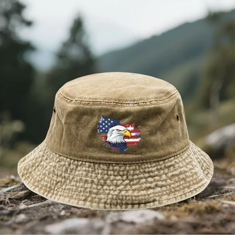 Patriotyczny kapelusz rybacki z orłem białogłosem, regulowany kapelusz casualowy, unisex, personalizowany modny kapelusz, modny kapelusz na zewnątrz