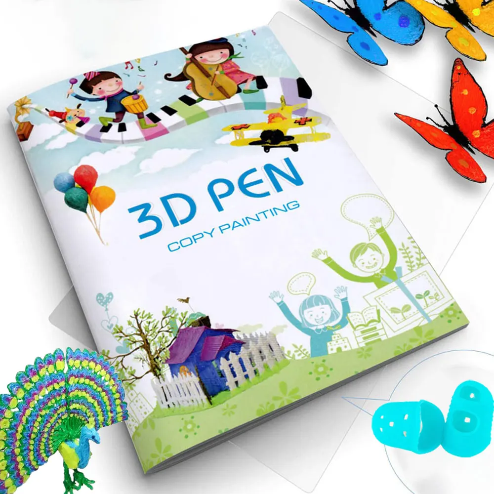 Pióro do drukowania 3D Książka do rysowania Wielokrotnego użytku Kolorowe 22/40 wzorów Gruby papier…