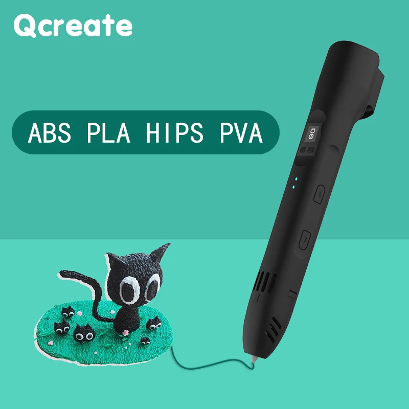 Pióro QCREATE 3D obsługuje ABS PLA HIPS PVA Zakres temperatury 60-245 stopni Celsjusza Regulowany wyświetlacz…