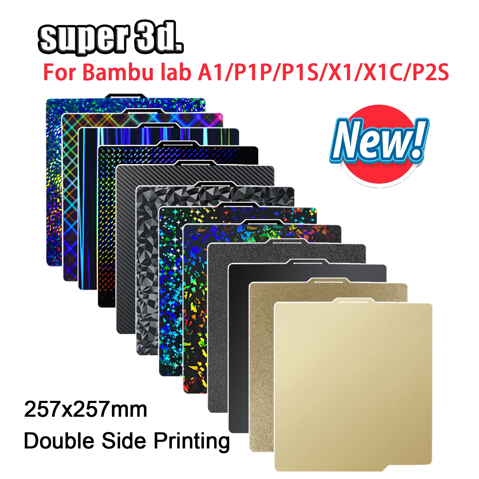 Płyta do druku P2S PEO PET do Bambu Lab X1 P1S P1P, gładka płyta PEY, dwustronna blacha ze stali sprężynowej…