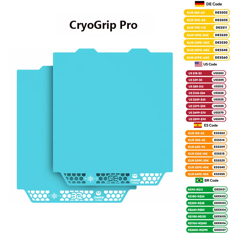 Płyta drukująca BIQU Panda CryoGrip Pro ze stali sprężynowej, dwustronna, do drukarek 3D BambuLab P1P P1S P2S…