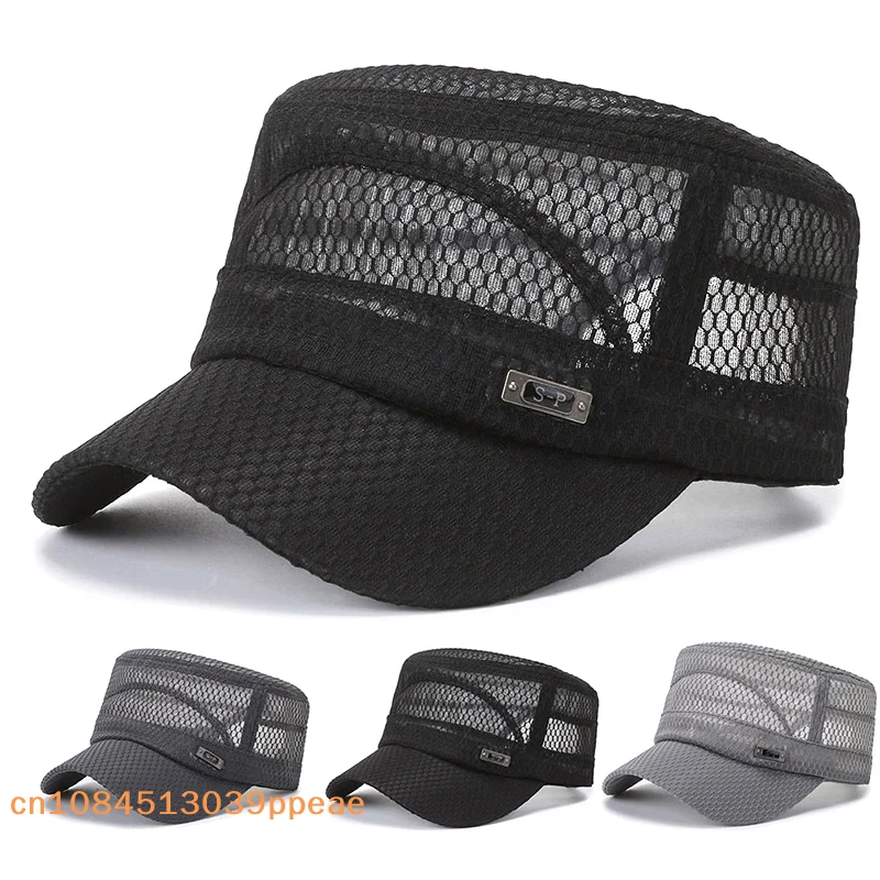 {QTG333} Letnia męska czapka z siatką, czapka z płaskim daszkiem, regulowana czapka baseballowa typu snapback, czapka kadetka, oddychająca czapka typu trucker {QTG333} Letnia męska czapka z siatką, czapka z płaskim daszkiem, regulowana czapka baseballowa typu snapback, czapka kadetka, oddychająca czapka typu trucker