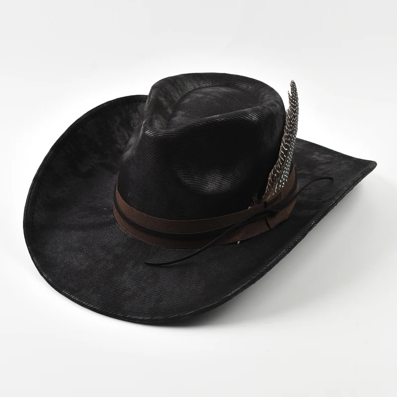 Ręcznie Robione Akcesoria z Piór Fedora Kapelusz Vintage Kowbojski Kapelusz Westernowy Podróż na Zewnątrz Impreza Styl Uliczny Sombrero Hombre Czapki