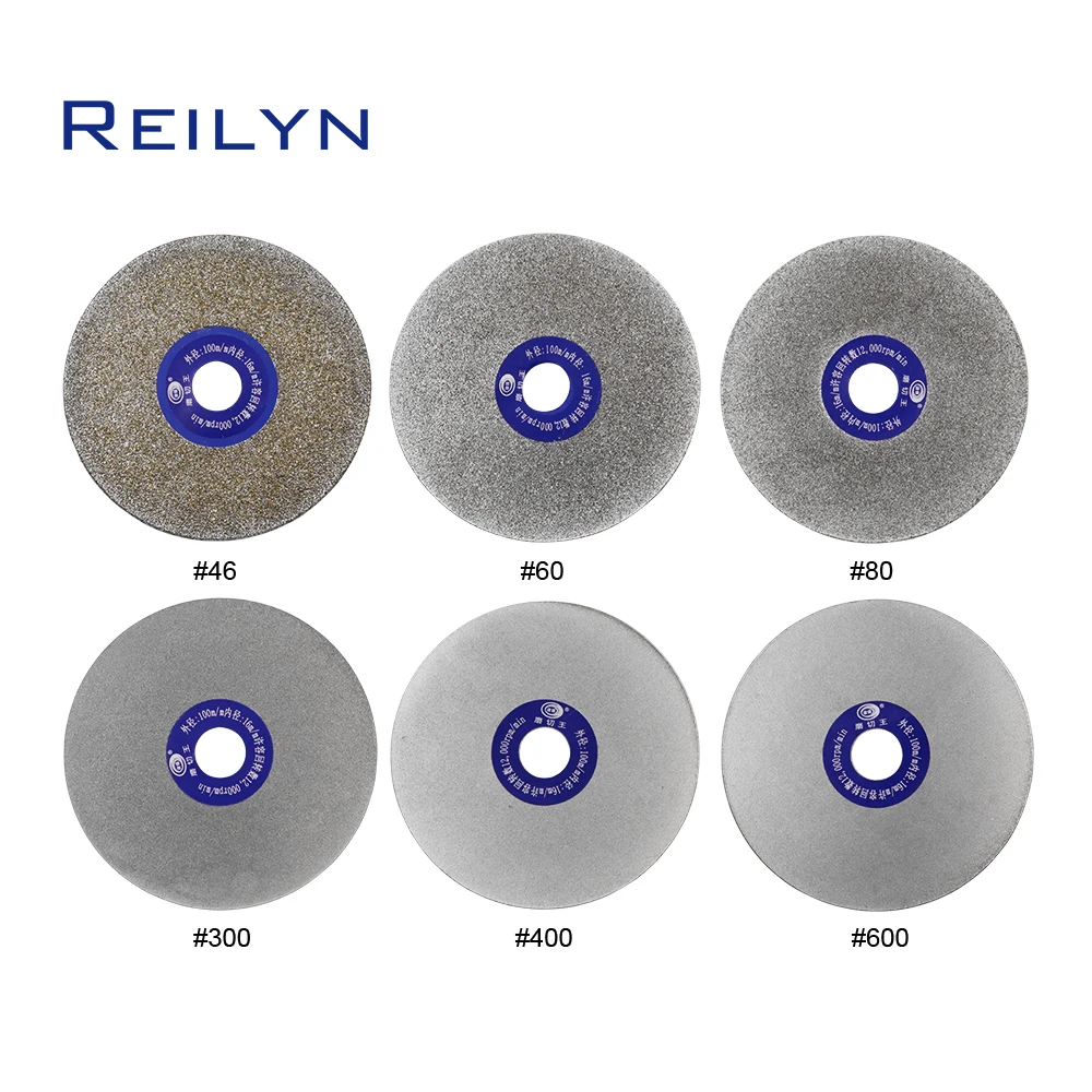 Reilyn 1 szt. 4″ 100 mm 46-600 # Tarcza szlifierska do polerowania lapidarnego z powłoką diamentową