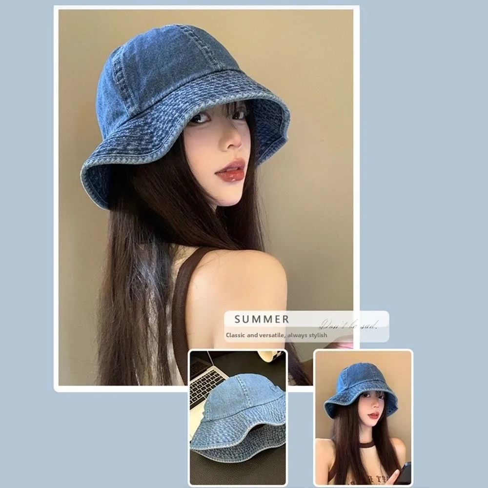 Retro Sprany Kapelusz Kowbojski typu Bucket Hat z Szerokim Rondem, Ochrona Przed Słońcem, Kapelusz Hip Hop, Kapelusz Rybacki, Unisex