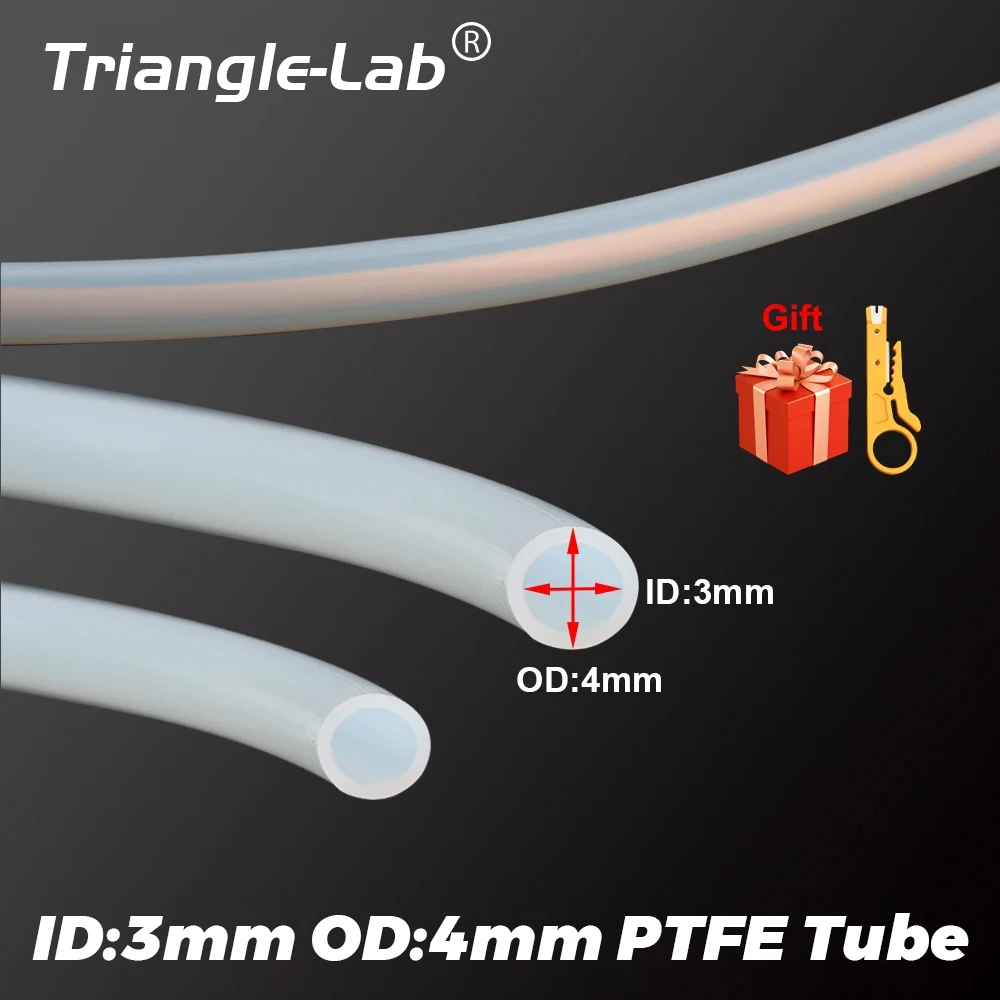 Rurka PTFE Trianglelab 3X4mm, 3MM X 4mm, ID3mm OD4mm, gładka rurka zamienna PTFE do Rabbit MMU, do ekstrudera…