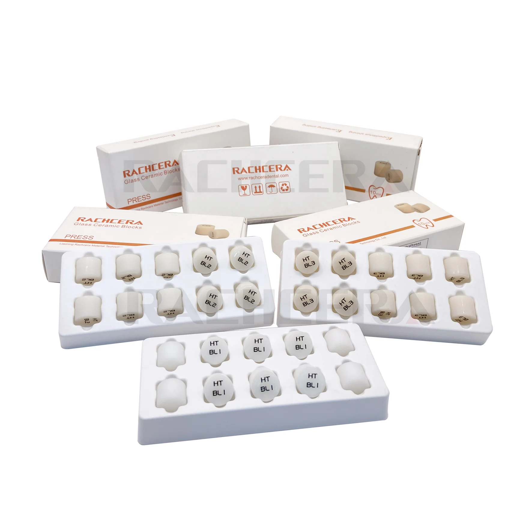 S Rachcera Dental Lithium Disilicate Press Ingots for Dental Lab HT/LT/MO 10pcs/box Veneers Inlays Crowns