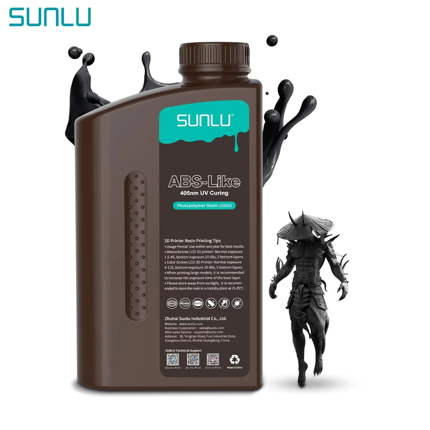 SUNLU 1000G ABS-LIKE Low Ordor Smooth Surface 405nm UV Resin Curing Easy to Mold High Precision Photopolymer…