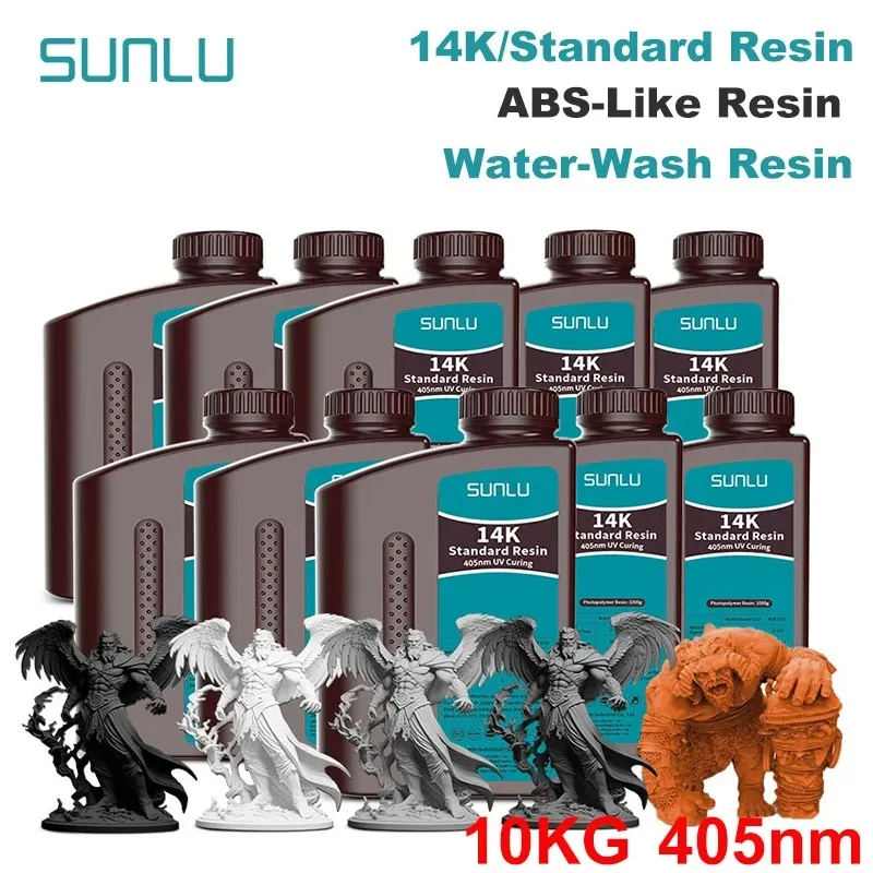 SUNLU 10KG ABS-Like/ Standard / Water-Wash/ 14K High Precision Resin 405nm Rapid UV-Curing Photopolymer Resin… SUNLU 10KG ABS-Like/ Standard / Water-Wash/ 14K High Precision Resin 405nm Rapid UV-Curing Photopolymer Resin…