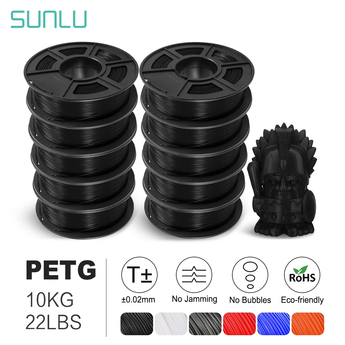 SUNLU 10KG Filament 3D PETG 10kg 22 Lbs 1.75mm Filament do drukarek 3D Dobra odporność na kwasy i zasady… SUNLU 10KG Filament 3D PETG 10kg 22 Lbs 1.75mm Filament do drukarek 3D Dobra odporność na kwasy i zasady…