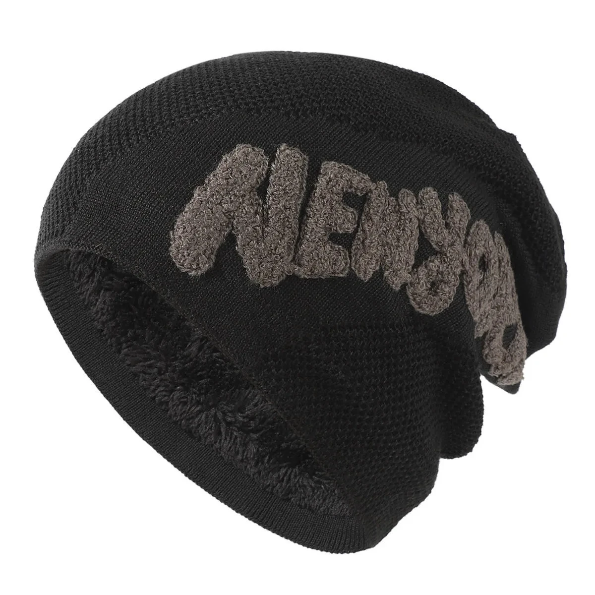Unisex Ciepła czapka zimowa Fashion NEW YORK Letter Knitted Hat Men & Women Dodaj grubą czapkę narciarską z podszewką z futra Unisex Ciepła czapka zimowa Fashion NEW YORK Letter Knitted Hat Men & Women Dodaj grubą czapkę narciarską z podszewką z futra