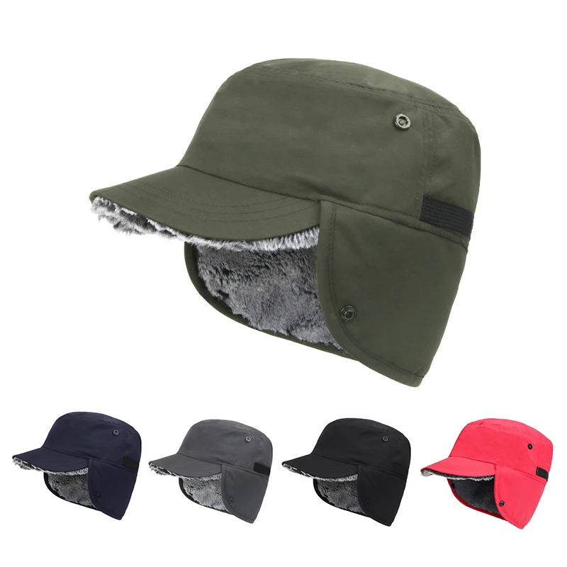 Unisex zimowa czapka ochronna na uszy moda męska kapelusz Lei Feng odkryty wiatroszczelny wodoodporny imitacja sierści królika ciepłe czapki bomberki