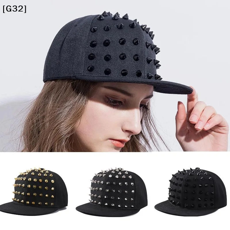 Unisexowa czapka bejsbolówka w stylu punk rock z nitami i ćwiekami, hip hop Y2K, personalizowana, na co dzień, na zewnątrz, dla kobiet i mężczyzn [G32]