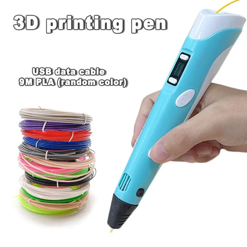 USB pióro do druku 3D DIY rysunek 9M PLA Filament trójwymiarowe Graffiti zabawki narzędzia artystyczne dla…