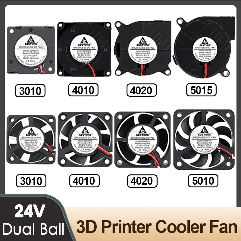 Wentylator bezszczotkowy Gdstime Turbo 24V z podwójnym łożyskiem kulkowym 30mm 40mm 50mm do drukarki 3D… Wentylator bezszczotkowy Gdstime Turbo 24V z podwójnym łożyskiem kulkowym 30mm 40mm 50mm do drukarki 3D…