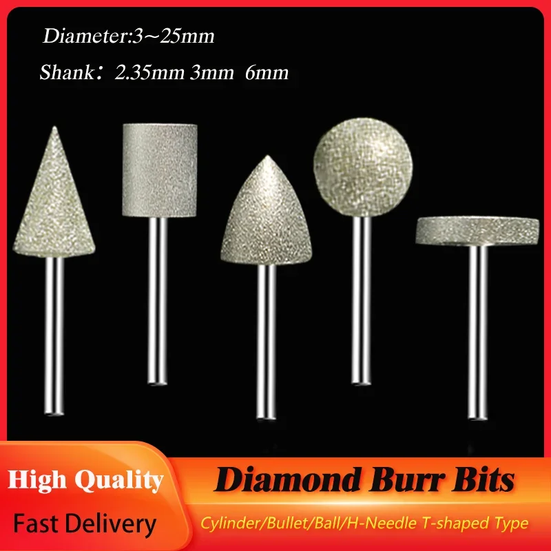 Wysokiej jakości diamentowe bity 3-25 mm Cylinder/Bullet/Ball/H-Needle Szlifowanie Polerowanie Grawerowanie…