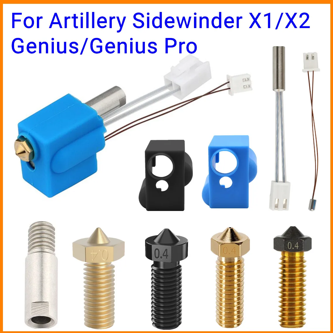 Zestaw Hotend do artylerii Sidewinder X1/X2 Genius NTC100K termistor blok rur cieplnych dysza wulkanu… Zestaw Hotend do artylerii Sidewinder X1/X2 Genius NTC100K termistor blok rur cieplnych dysza wulkanu…