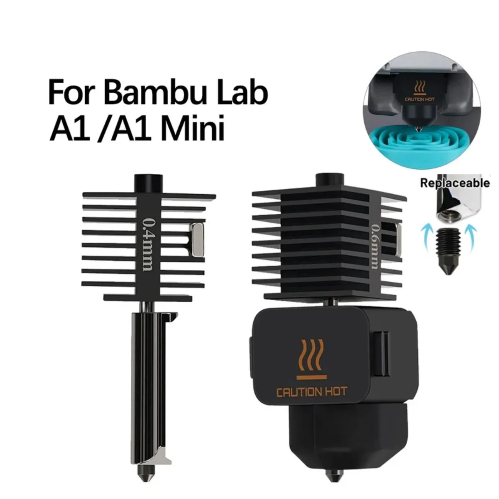 Zestaw Hotend do Bambu Lab A1/A1 Mini, szybki moduł Hot End, dysza ze stali hartowanej 0.2/0.4/0.6/0.8mm, do… Zestaw Hotend do Bambu Lab A1/A1 Mini, szybki moduł Hot End, dysza ze stali hartowanej 0.2/0.4/0.6/0.8mm, do…