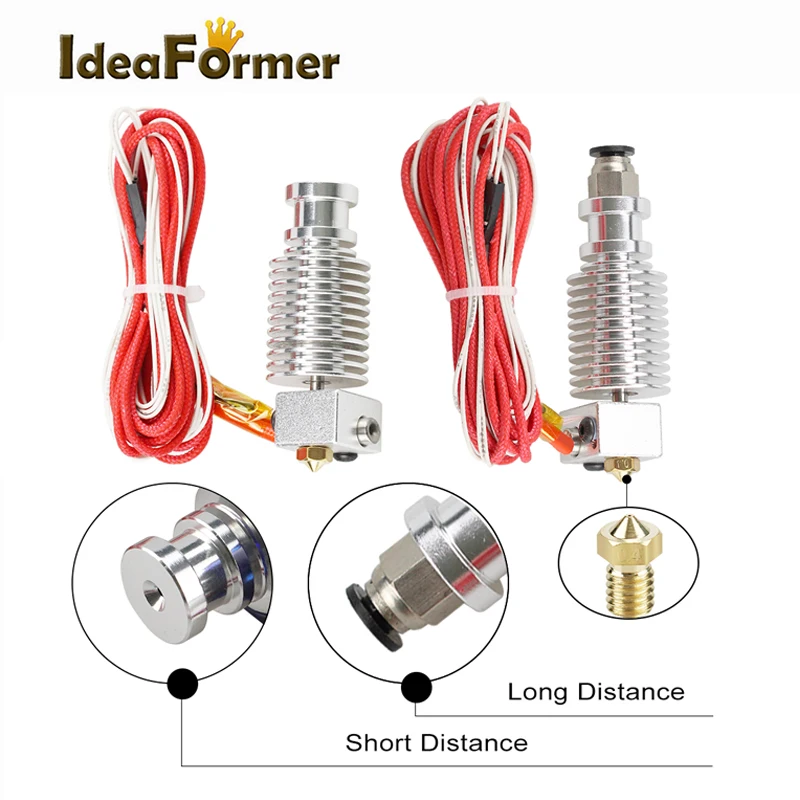Zestaw Hotend E3D V6 12V 24V 0.4mm dysza J-głowica do 1.75mm/3.0mm Filament Bowden/Wade Extruder części… Zestaw Hotend E3D V6 12V 24V 0.4mm dysza J-głowica do 1.75mm/3.0mm Filament Bowden/Wade Extruder części…