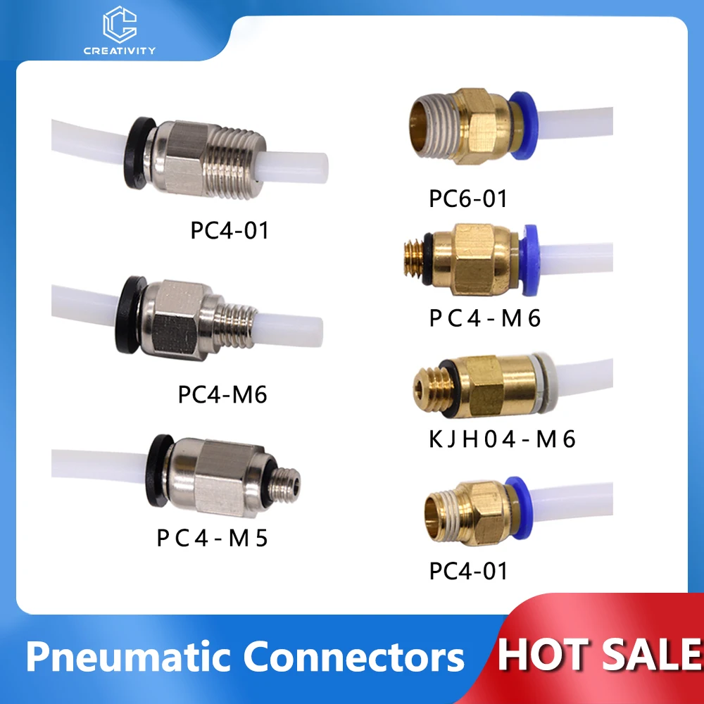 Złączki pneumatyczne PC4-M6 PC4-M5 PC4-01 PC6-01 KJH04-M6 do rur PTFE, złączki typu J-Head, do drukarek 3D…