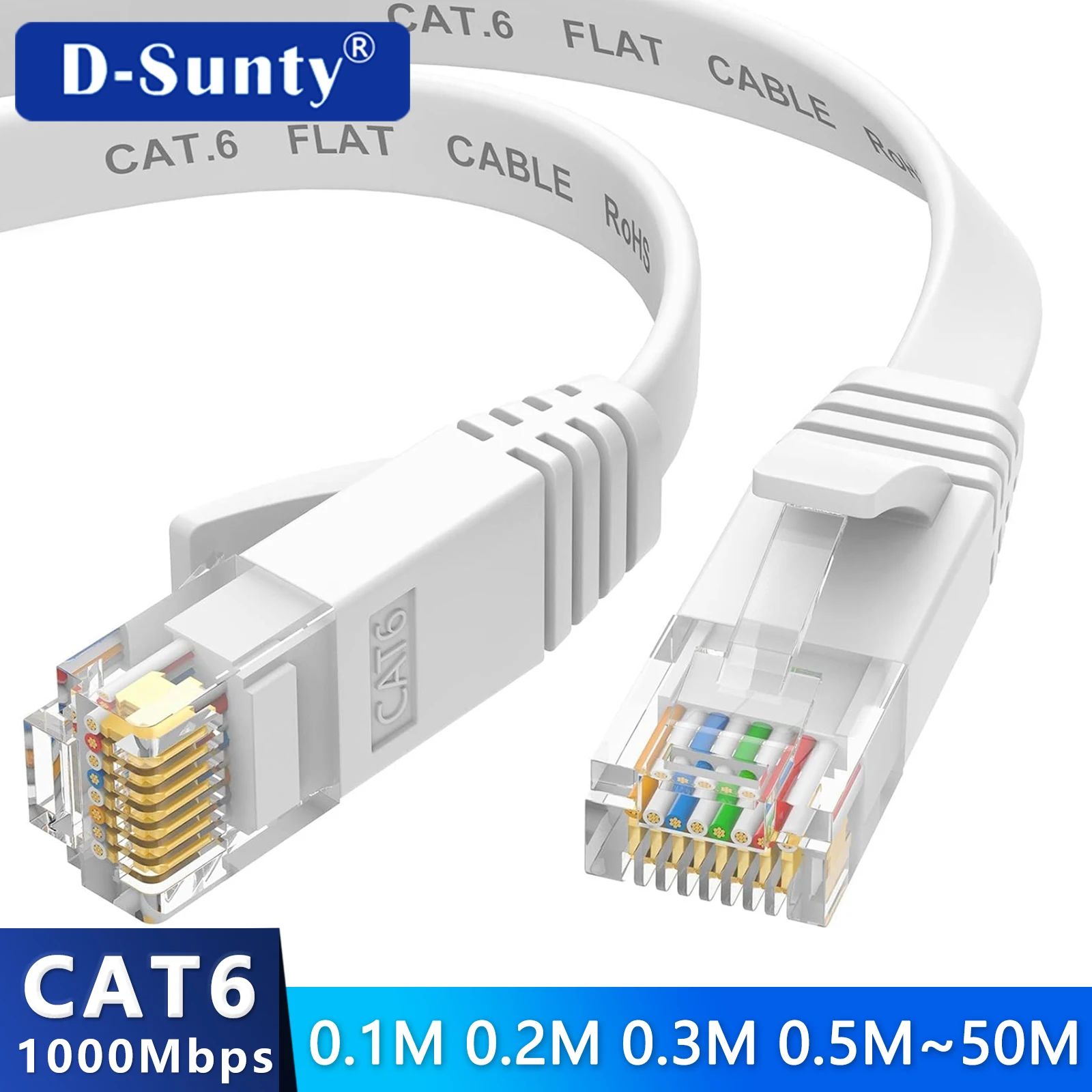 0.1M 0.2M 0.3M 0.5M 50M Cat6 krótki kabel Ethernet płaski RJ45 komputer Internet LAN sieć Ethernet kabel…