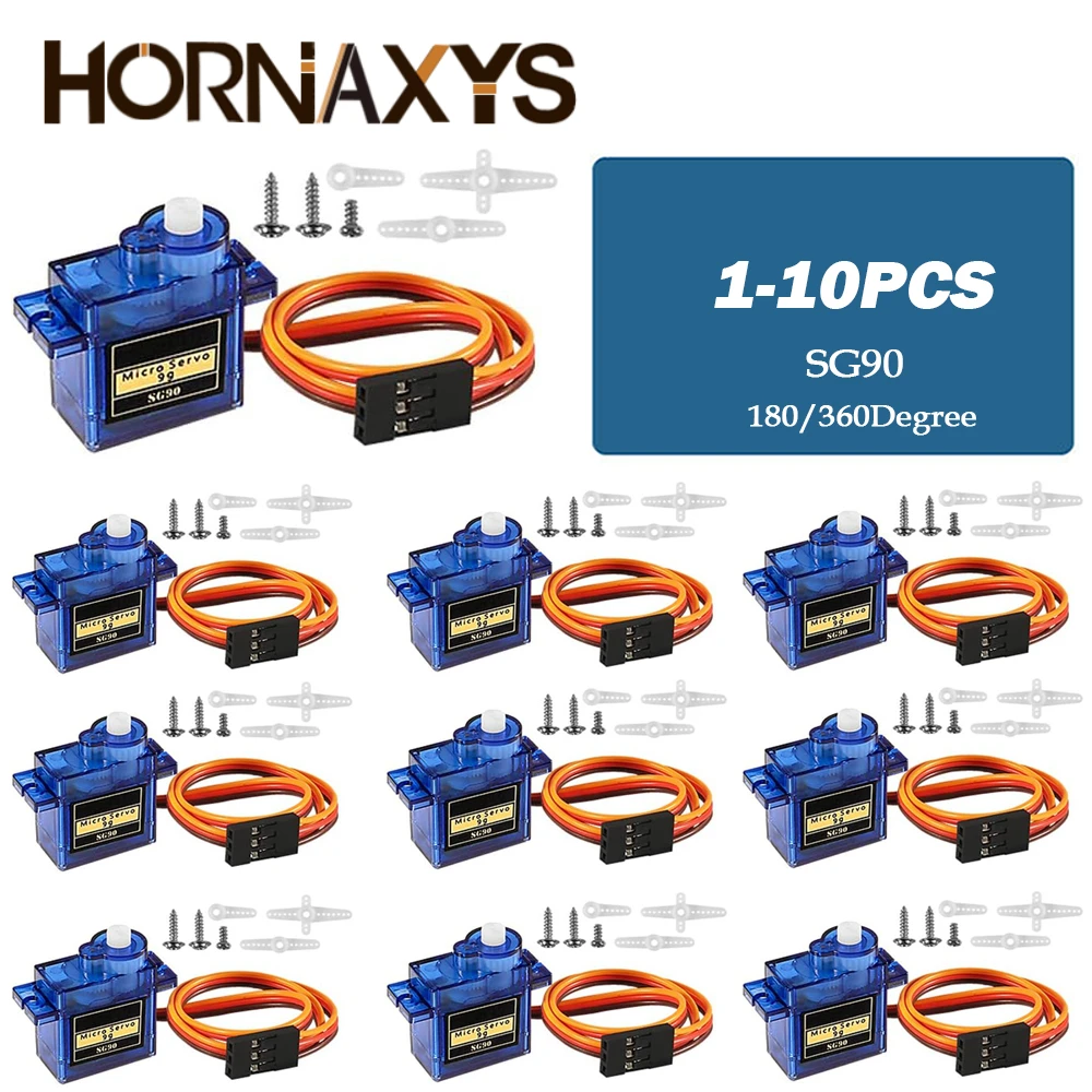 1-10 sztuk SG90 9G mikro cyfrowy serwomotor 180/360 stopni serwomotor z przekładnią stałopłatową do…