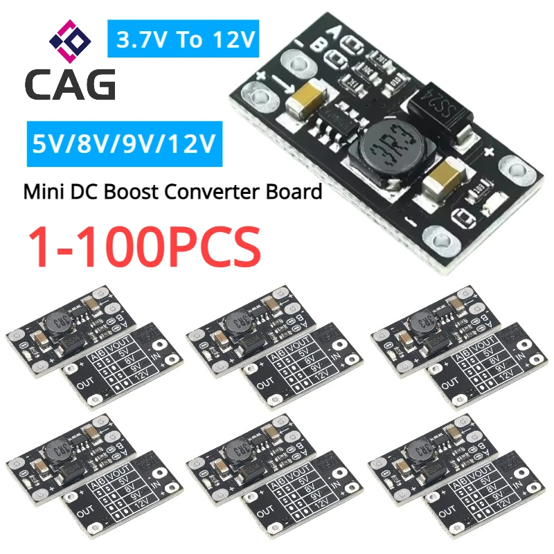 1-100 sztuk 3.7V do 12V Mini DC Boost Converter Board Wyjście 5V/8V/9V/12V DC Step Up Module Lith-Battery… 1-100 sztuk 3.7V do 12V Mini DC Boost Converter Board Wyjście 5V/8V/9V/12V DC Step Up Module Lith-Battery…