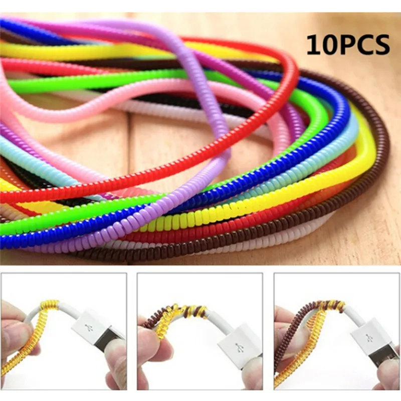 1/10szt Spiralny kabel USB do ładowania danych 50/140cm Ochraniacz przewodu Nawijarka DIY do iPhone’a 5 6 6S 7…