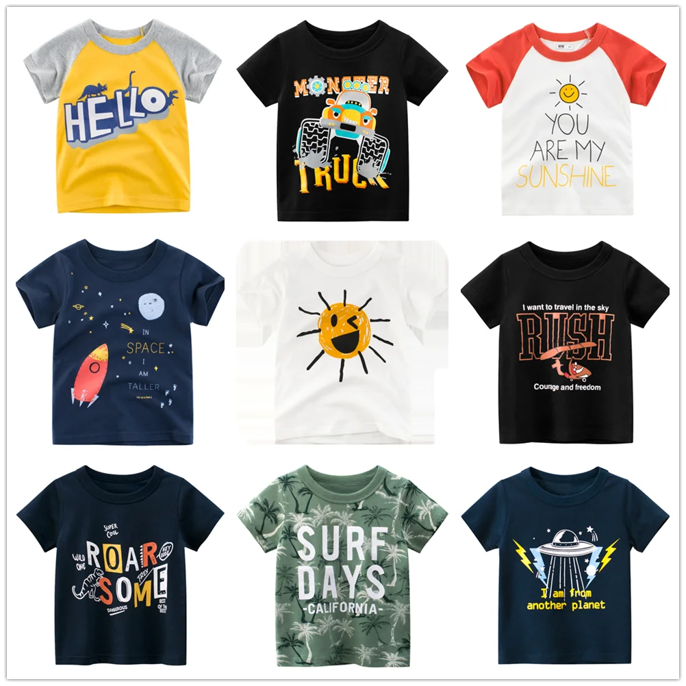 1 2 3 4 5 6 7 8 lat dzieci chłopcy 100% bawełna z krótkim rękawem przestrzeń Cartoon t-shirty ubrania dla…