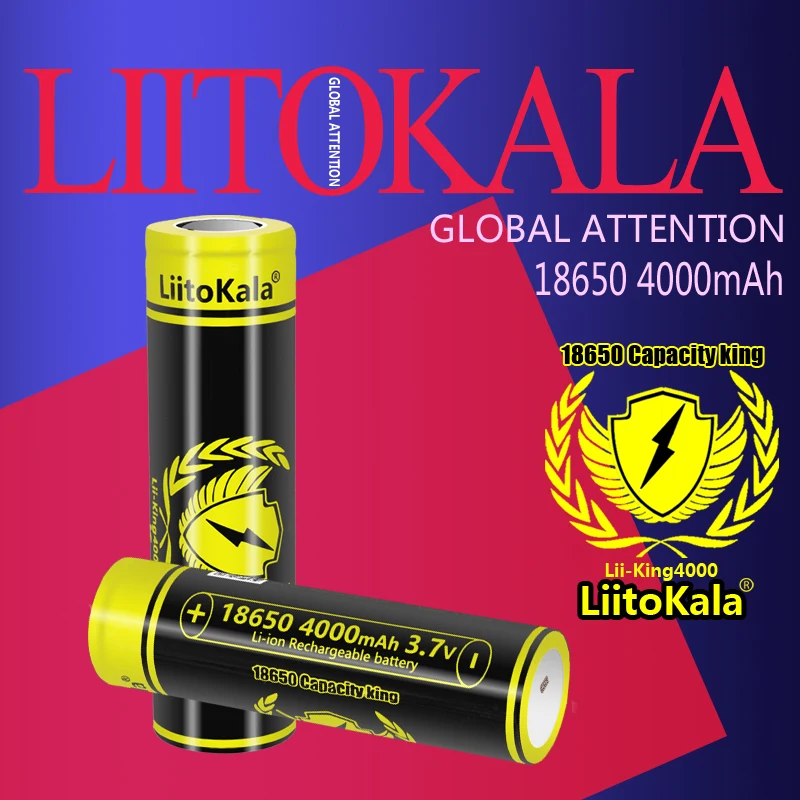 1-20 sztuk LiitoKala Lii-King4000 Najwyższa pojemność 18650 4000mAh bateria Oryginalne akumulatory 3.6V do… 1-20 sztuk LiitoKala Lii-King4000 Najwyższa pojemność 18650 4000mAh bateria Oryginalne akumulatory 3.6V do…