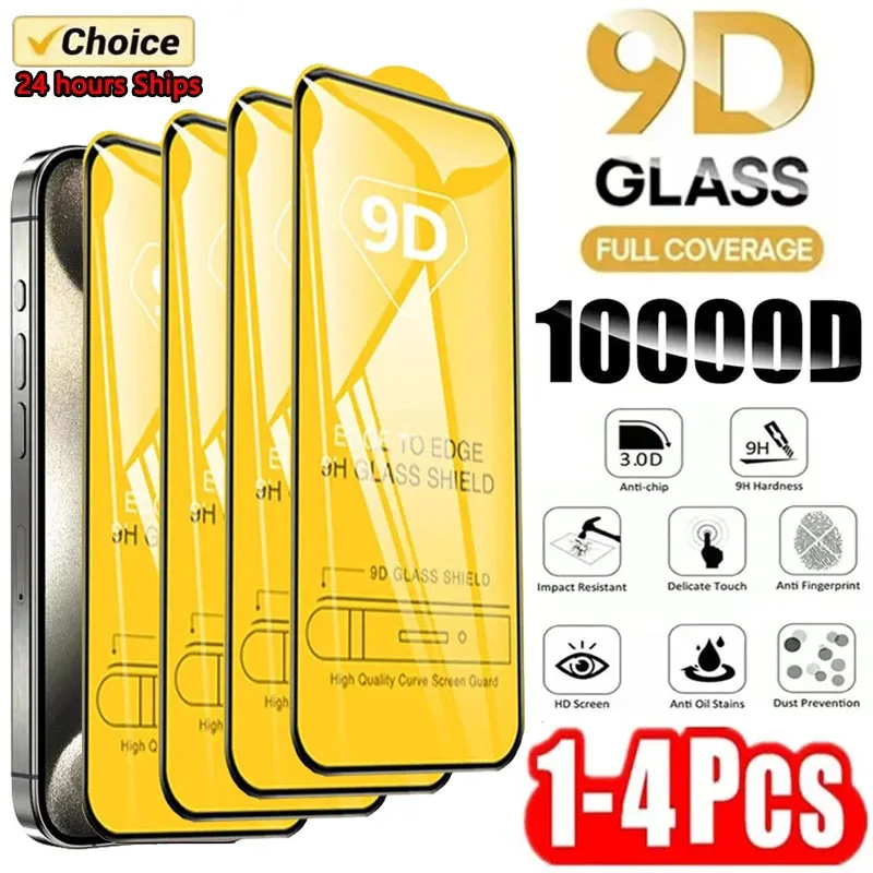 1-4 SZTUK Szkło hartowane 9D do iPhone’a 15 14 13 12 11 Pro Max Szkło ochronne do iPhone’a X XR XS Max 7 8 14…