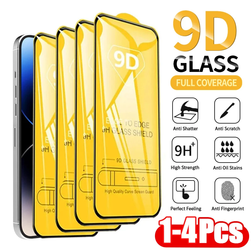 1-4 SZTUK Szkło ochronne 9D do iPhone’a 16 15 11 12 13 14 Pro Max 15Plus Ochrona ekranu do iPhone’a XR X XS…