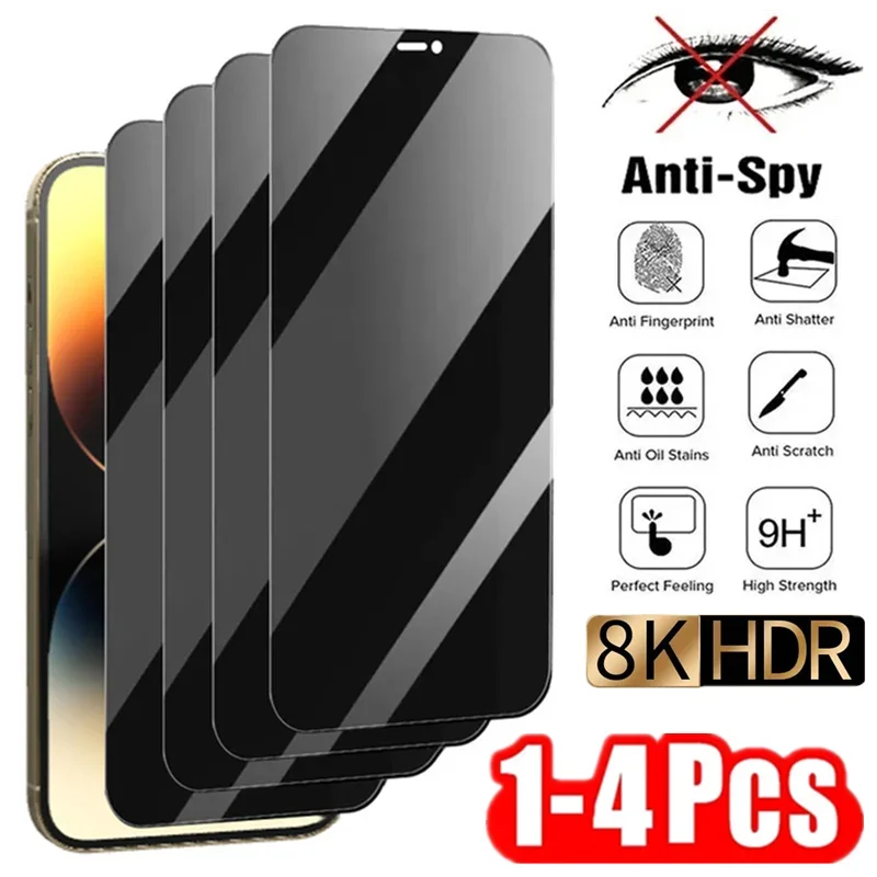 1-4 sztuki Osłona ekranu iPhone 14 13 11 12 Pro Max Mini 8 Plus Szkło ochronne antyszpiegowskie do iPhone 15…