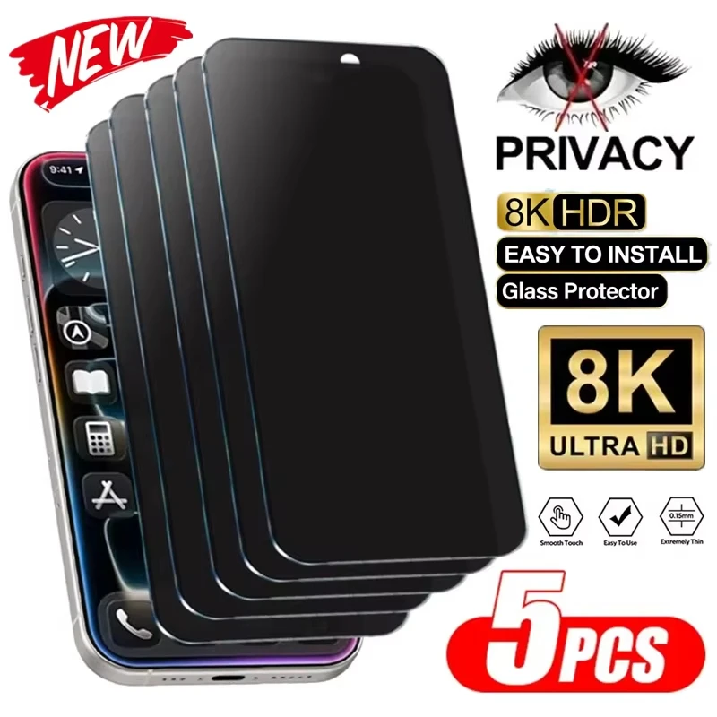 1-5 szt. Szkło Hartowane Anti-Spy do iPhone 17 Pro Max 16 13 12 11 14 15 16e Mini 16 Plus X XS XR 7 8 SE Folia…
