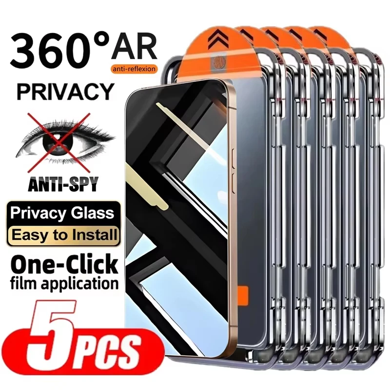 1-5 SZTUK Łatwa Instalacja Szkło Hartowane Anti-Spy do iPhone 17 Pro Max 16 14 11 12 13 15 Plus Mini X XR…