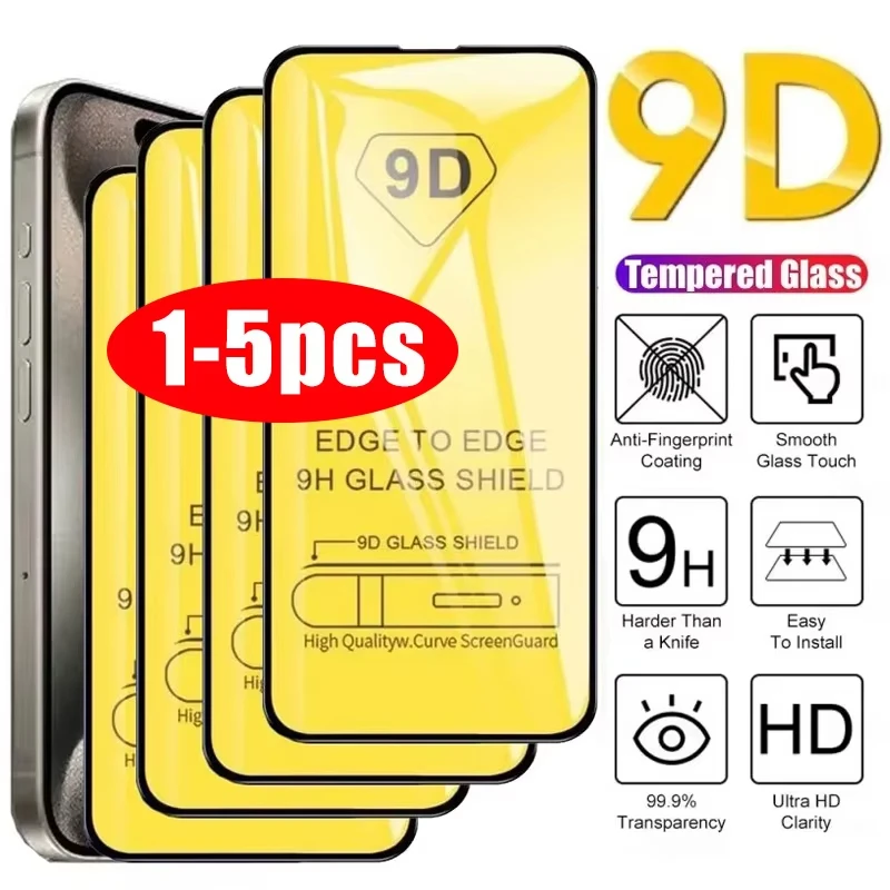 1-5 SZTUK Szkło Hartowane 9D Pełne Pokrycie Ekranu Do iPhone 17 16 15 11 12 13 14 18 Pro Max 16E Folia…