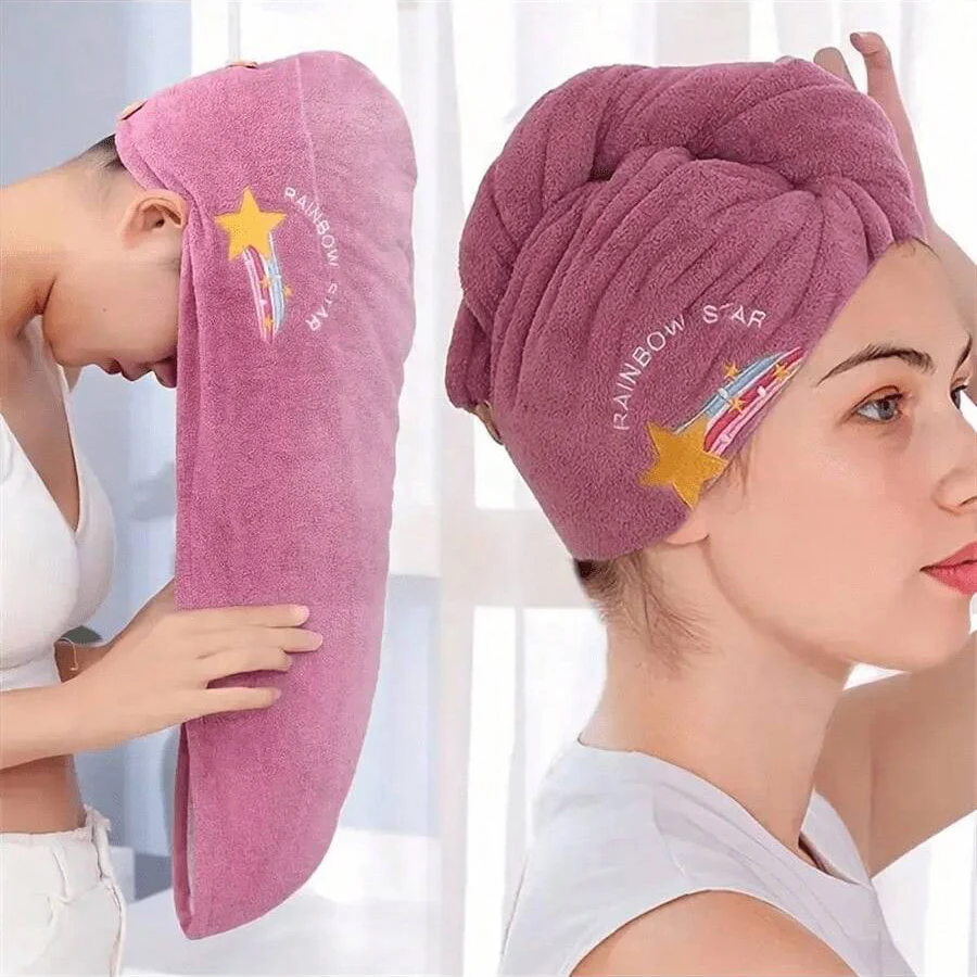 1 szt. Czepek do suszenia włosów w stylu haftu, zagęszczony ręcznik do włosów z polaru koralowego do łazienki… 1 szt. Czepek do suszenia włosów w stylu haftu, zagęszczony ręcznik do włosów z polaru koralowego do łazienki…