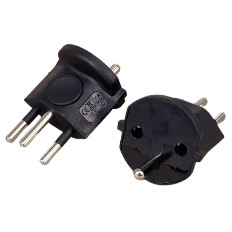 1 szt. Europejskiej francji do szwajcarskiego wtyczki Adapter podróżny 3 wtyk pinowy 10A 250 przeciwko wtyczka…