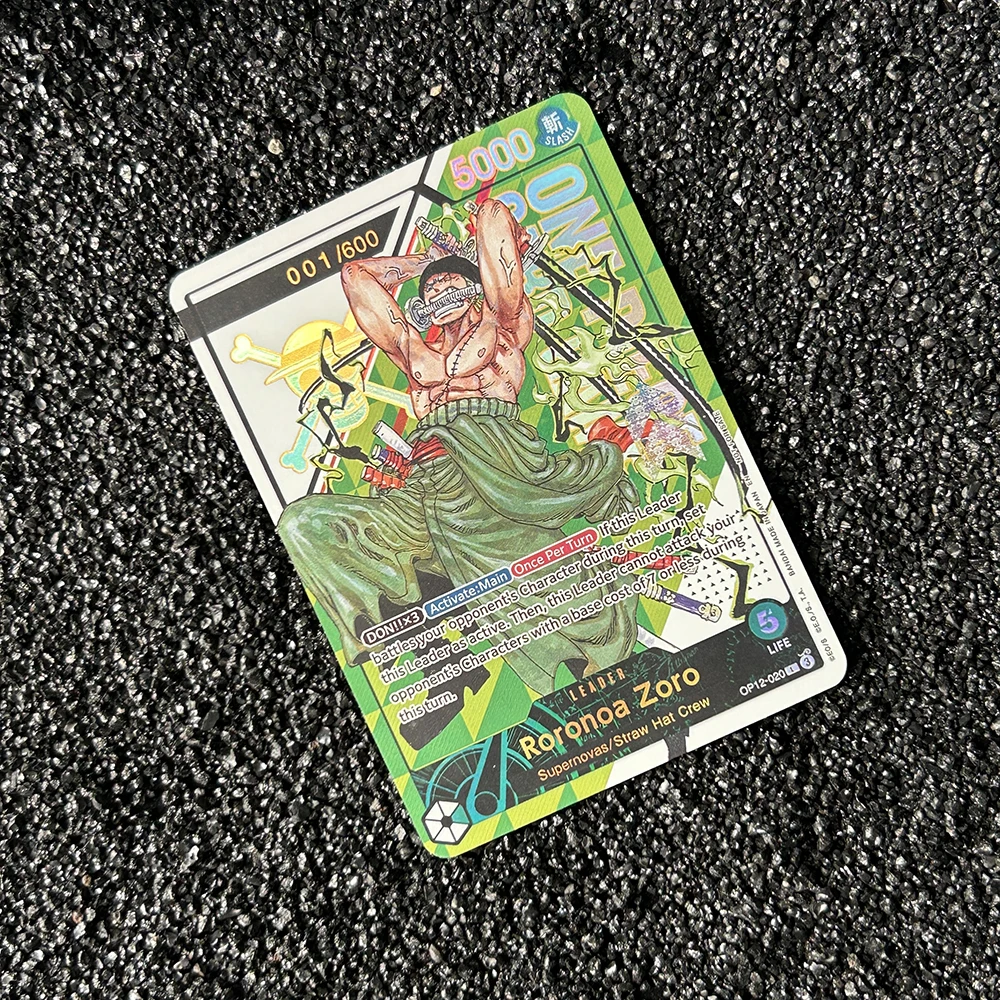 1 szt. Karta kolekcjonerska DIY OPCG Angielska Op05-060 Op12-020 Roronoa Zoro Karta Anime z Efektem… 1 szt. Karta kolekcjonerska DIY OPCG Angielska Op05-060 Op12-020 Roronoa Zoro Karta Anime z Efektem…