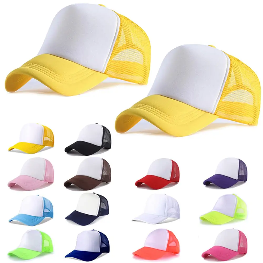 1 szt. Sublimacja pusta poliestrowa czapka z siatką Mesh Trucker letnia czapka z siatką pusta czapka DIY haft…