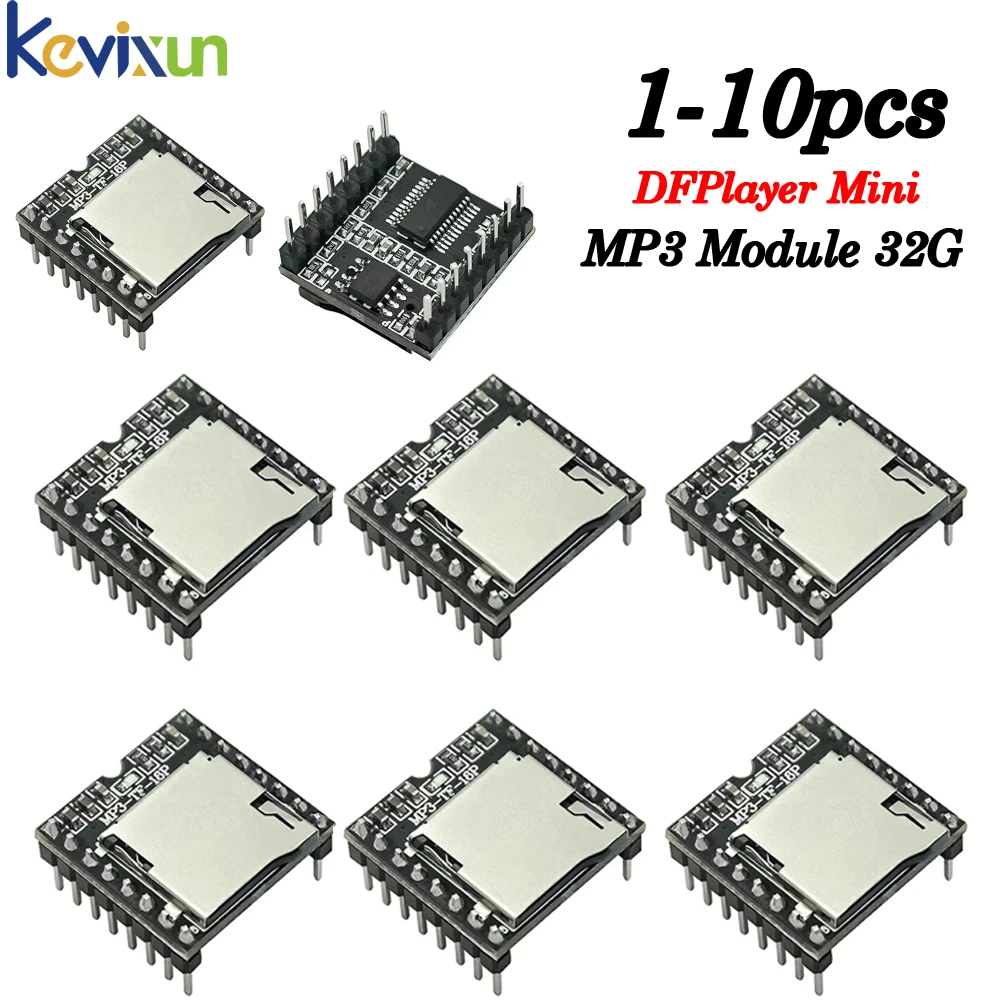 10/1 szt. Odtwarzacz MP3 Dfplayer Mini z kartą TF, moduł audio z dyskiem U, port szeregowy AD dla Arduino IO…