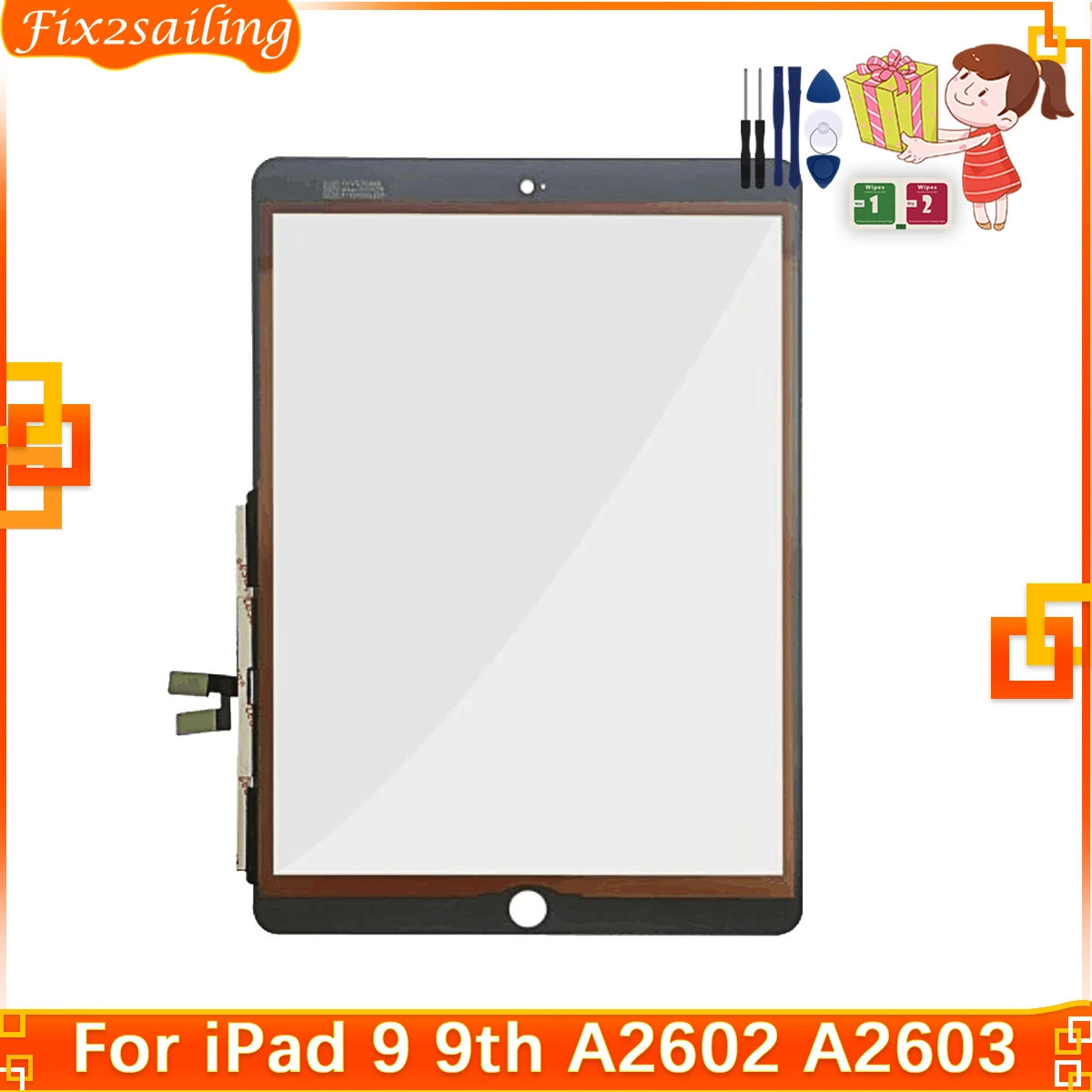 10.2 „dla iPad 9 9 A2602 A2603 A2604 A2605 2021 Gen przednia szyba zamiana digitizera ekranu dotykowa część…
