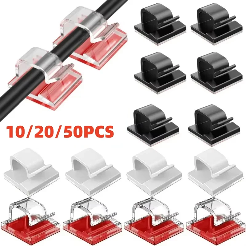 10/20/50 szt. Klipsy do organizacji kabli, uchwyt na przewody, ochraniacz, samoprzylepny organizer kabli USB…