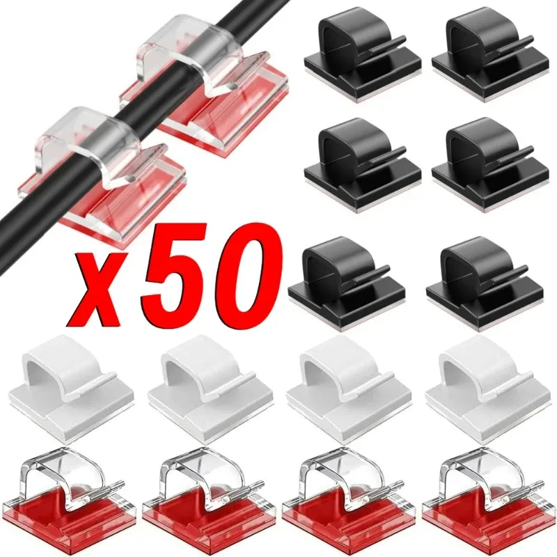 10/20/50 szt. Organizer do kabli klipsy uchwyt do nawijania drutu Protector zarządzanie kablami USB haczyki…