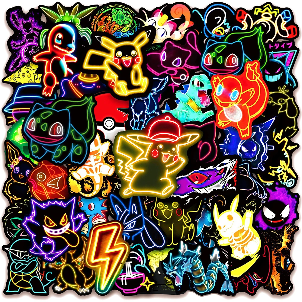 10/30/50 sztuk fajne kreskówki neonowe światło Anime Pokemon naklejki Pikachu kreskówki naklejki Laptop…