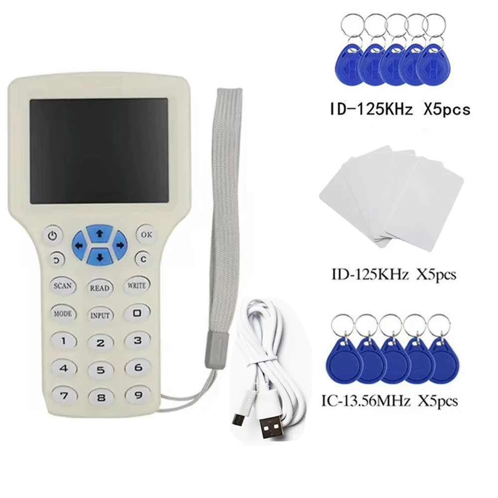 10 częstotliwości czytnik kart inteligentnych NFC pisarz kopiarka RFID powielacz 125 KHz 13.56 MHz USB Fob…